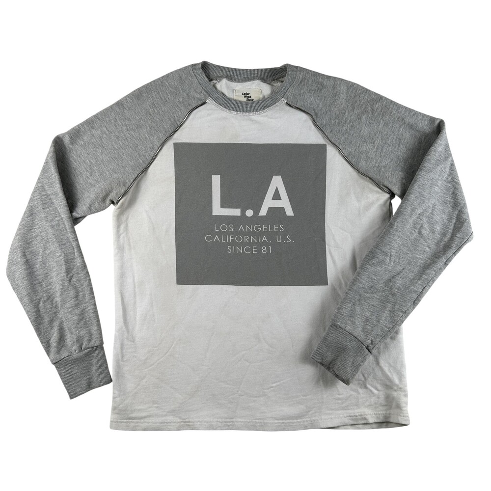 Cedar Wood State Shirt Womens Medium Gray LA Los Angeles Long Sleeve Graphic Tee